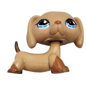 DACHSHUND DOG #518 - Authentic Littlest Pet Shop - Hasbro LPS Blue Teardrop eyes